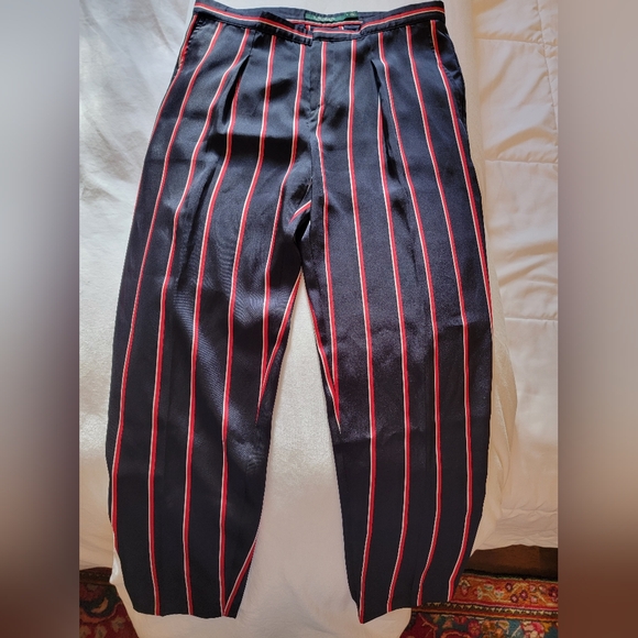 Ralph Lauren Navy Striped Dress Ankle Pants - Picture 2 of 6